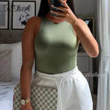 2020 Sleeveless Summer Sexy Bodysuit Women Off Shoulder White Basic Body Top Casual Streetwear Bodysuits