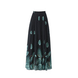 Size High Waist Chiffon Women Midi Skirts 2020 Summer Autumn Office Lady Casual Floral Print Female Skirt Maxi Beach