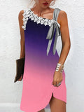 New Women Commute Pullover Dresses 2022 Summer V Neck Patchwork Sleeveless Dress Female Sexy Back Cardigan Dresses