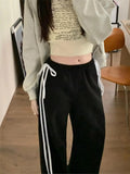 Black Striped Bow Wide Leg Pants-Outfit