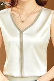 Crop Top Women V-neck Tassel Women's T-shirt Solid Vest Ladies Tops Summer Tank Top Chiffon Blouse White Woman