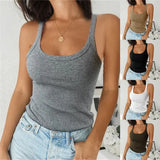 Sleeveless Spaghetti Vest Quality Knitted Camis U-neck Tank Tops Casual Solid Color Basic Camisole For Female Plus