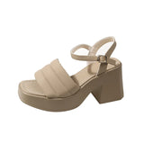/ Summer 2025 New Platform Sandals Thick Heel Square Head Female Summer Wear High Heel Broadband