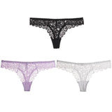 3PCS/Set Sexy Panties Women Low-waist Briefs Female Lace Embroidery Underwear Transparent G String Underpant