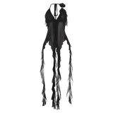 2024 Summer New Women's Clothing Hanging Neck Sexy Bare Back Strap Yarn Mesh Repair Solid Color Small