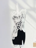 Zingj Lace Blck Heavy Embroidery Irregular Design Sense European Knit Hollow Sleeveless Jacket In The
