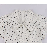 Vintage Chic Women Blouse Office Casual White Bow Polka Dot Print 2022 Short Sleeves Summer 1950s Shirt Female