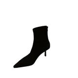 Temperament Autumn And Winter Pointed Elastic Boots Female New Net Red Thin Suede Fashion Commuter Ankle Boots Heel Ankle
