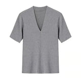 Blouses and Shirts Summer Clothes for Women V Neck Green Blue Gray Slim Skinny Shirts Short-sleeved Top Women's