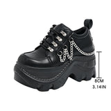 Babes Rock Dark Punk Round Head Height Tie With Thick-Soled Pine Pastry Shoes Sub-Cultural Small Leather