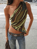 One Shoulder Asymmetric Hem Tank Top- Outfit