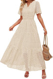 Women's V-Neck A-Shaped Hollow Lace Cake