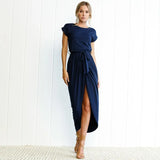 Sexy Women O-neck Short Sleeve Dresses Tunic Summer Beach Sun Casual Femme Vestidos Lady Clothing