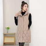 Autumn And Winter Large Size Plus Thick Cotton Clothing Korean Version Of The Long Knee Vest Girls Sleeveless Cotton Vest Coat-Outfit