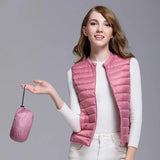 New Women 90% White Duck Down Vest Women Ultra Light Duck Down Vest Jacket Autumn Winter Round Collar Sleeveless