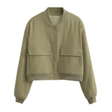 Color Jacket 2025 Stand Collar Double Pocket Solid Color Locomotive Ker Pilot Jacket Cotop