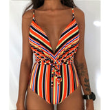 Sexy Women Swimwear One Piece Swimsuit Female Bather Printed Bathing Suit Swim Long Strap Wrap Around Lady