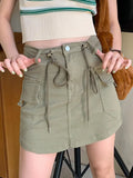 Cargo Mini Skirt Women Hight Waist Straight Pencil Skirts Vintage Grunge Skirt Casual Basic Skirt Pocket Y2k
