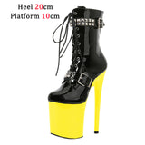 Custom Colors 8 Inch High Heel Platform Pole Dancing Ankle Boots Women Shoes Sexy High 17 20 CM Nightclub Zipper Lace-up