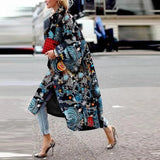 Long Flared Sleeves Printed Loose