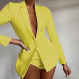 Fashion Polo Collar Long-sleeved Solid Color Casual Temperament Small