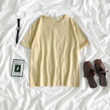 Tee Shirt Solid Color Basic T-Shirt Women Casual O-neck Harajuku Top Korean Hipster Cotton Basic