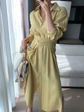 Summer Elegant Casual Midi Women Black Shirt Dress Long Sleeve Loose A-Line Party Vestidos Female Fashion Korean