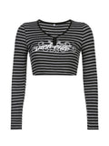 Mall Goth Grunge Sweatshirts Women Y2K Striped Print Casual Hoodies Aesthetic 2000s Harajuku Fashion Shirts