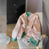 Feather Coat New Chinese Color Impact Embroidery Jacquard Collar Coat 2024 Female Spring Style Tang Style Song Brocade