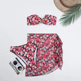 2025 Swimsuit Women Divided Metal U-Shaped Bikini Bikini Three-Piece Printed