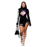 Basic Model Nightclub Printed Letter High Neck Sexy