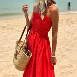 Spot Spring 2025 New Ladies Fashion Strapless Bohemian Holiday