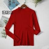 Women Turtleneck Sweater Casual Long Sleeve Korean Harajuku Slim Knitted Pullover Vintage Solid Skinny Jumper Elegant Tops