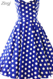 Women Polka Dot Dress Summer Hepburn 50s 60s Vintage Dress A-Line Halter Rockabilly Retro Party Dresses