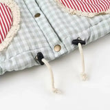 Plaid Heart Patchwork Pocket Puffer Jacket- Outfit