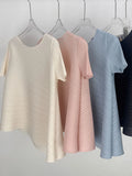 Folding Irregular Short-Sleeved Women's T-Shirt Small Design Folding Top Dress Girl Summer Lazy
