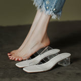 New Female Drag Fairy Outside The Wind Wearing Crystal Heel Fashion Shoes Transparent Word With High Heels Coarse