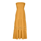 Women's Clothing Pure Color Bra Splicing Under The Long Sleeveless Retro Bohemian Waist