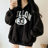 Vintage Logo Print Half Zip Up Oversized HoodieOutfit