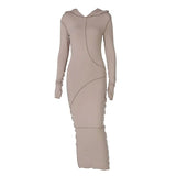 Fashion Women Autumn Winter Long Sleeve Patchwork Bodycon Soild Color Female Pencil Dress 2021 Fall Clothes
