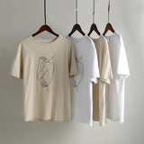 Summer T-shits Woman Girls Printing Abstract T-shirts Casual Short Sleeve 100% Cotton Tops