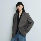 Suit Spring And Autumn New Cushion Shoulder Leisure Fashion Temperament Slim Thin Professional Gray Small Suit
