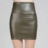 Skirts Women Pencil Skirt Pu Leather High Waist Party Female Sexy Short Woman Bodycon Saias Feminina 20 Candy Colors