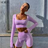 Women Sexy High Street Top and Shorts Two Piece Set Casual Solid Soft Cotton Stretch Fitness Running Tracksuit