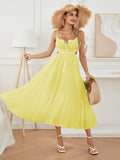 Ruched Tie-Up Strappy Maxi Dress-Outfit