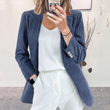 Zingj And Winter New Corduroy Cardigan Temperament Slim Solid Color Leisure Professional Small Suit Jacket-Outfit