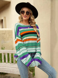 Autumn Winter New Women's Striped Pullover Round Neck Loose Knit Sweater Casual Street Oversized Sweater Women Sweaters