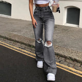Wide Leg British Trousers Ripped Skinny