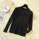 Button Sweater Women Basic Slim Knitted Pullover Women Sweaters Pullovers Jumper Autumn Winter Korean Style Women