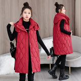 Autumn And Winter Large Size Plus Thick Cotton Clothing Korean Version Of The Long Knee Vest Girls Sleeveless Cotton Vest Coat-Outfit